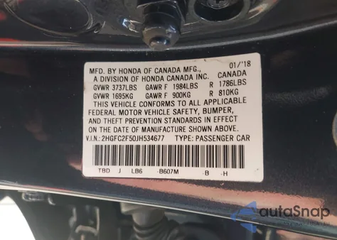 2018 Honda Civic Lx from USA, damaged, VIN 2HGFC2F50JH534677